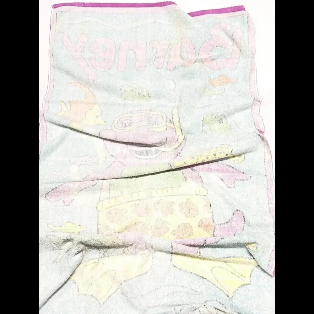 Vintage Barney Bath Beach Towel 57”x28.5” 1992 Snorkel Water FADED DISTRESSED